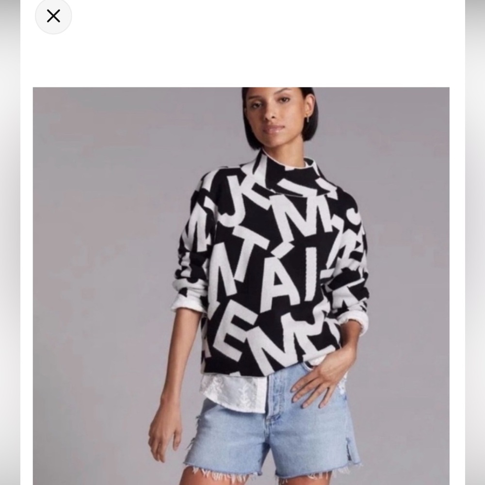 Je t’aime Maeve by Anthropologie black and white knit sweater Size